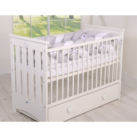 Punutud voodipehmendus XXL 360 cm, valge/hall