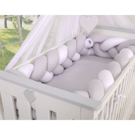 Punutud voodipehmendus XXL 360 cm, valge/hall