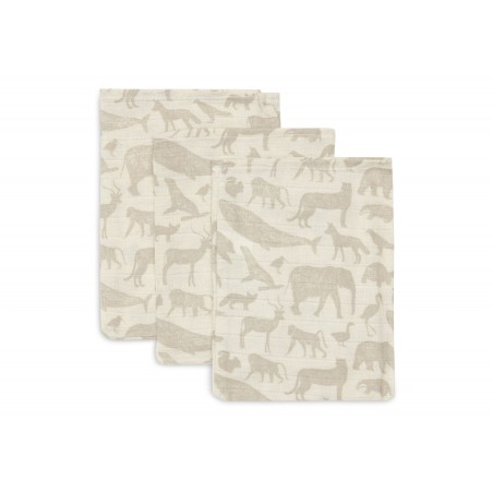 Beebilapid musliin 15x21 cm - 3 tk - Animals Nougat