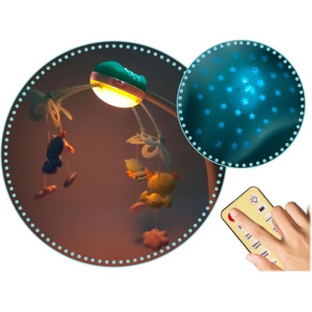 Võrevoodi karussell projektoriga sinine