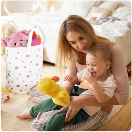 Mänguasjakorv - valge tähtedega