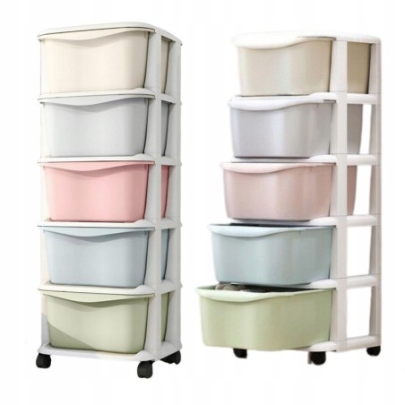 Ratastel plastik riiul, väljatõmmatavad sahtlid