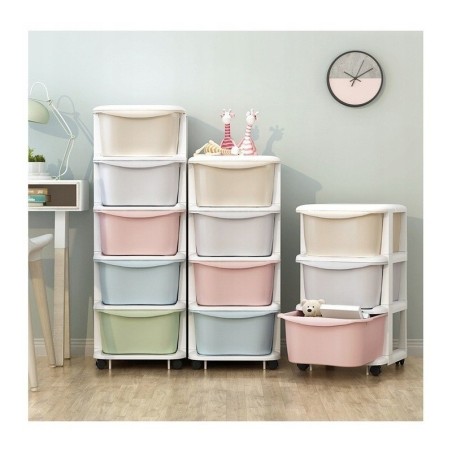 Ratastel plastik riiul, väljatõmmatavad sahtlid