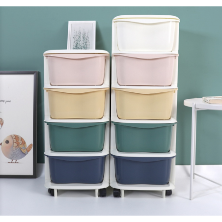 Ratastel plastik riiul, väljatõmmatavad sahtlid