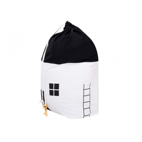 Puuvillane kott panipaik, valge/must