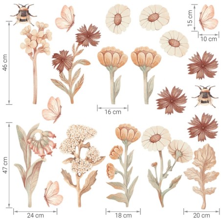 Seinakleebised FLOWERS BOHO SET II