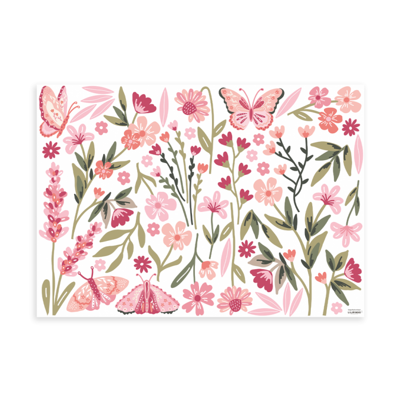 Seinakleebised MAGENTA lilled ja liblikad