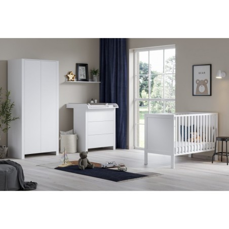 Sahtlitega kummut mähkimislauaga BASIC valge