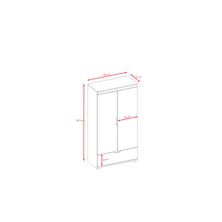 Riidekapp valge, 182x100 cm