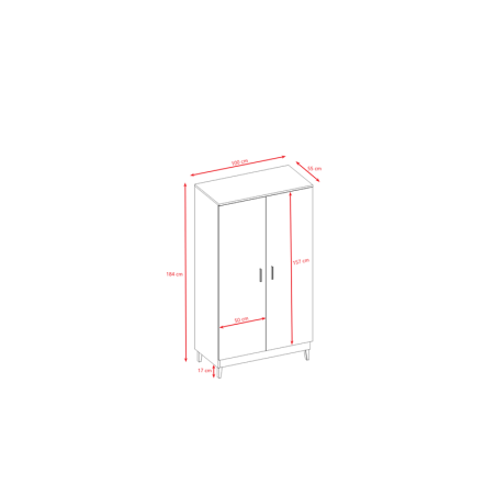 Riidekapp hall, 184 x 100 cm