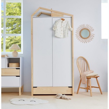 2-ukseline riidekapp mänd/valge