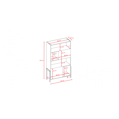 Raamaturiiul valge, 160 x 90cm