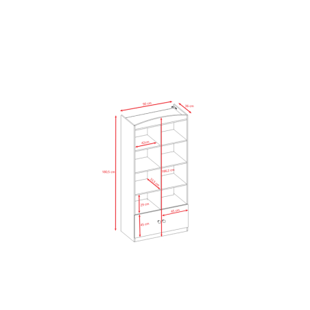 Kahene valge suletud raamaturiiul 186x90 cm