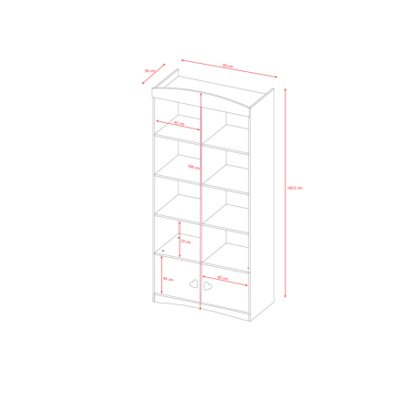 Raamaturiiul Julia valge, 186 x 90 cm