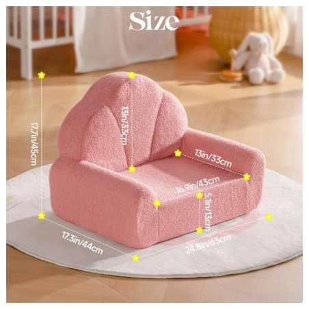 Laste pehme tugitool lill roosa