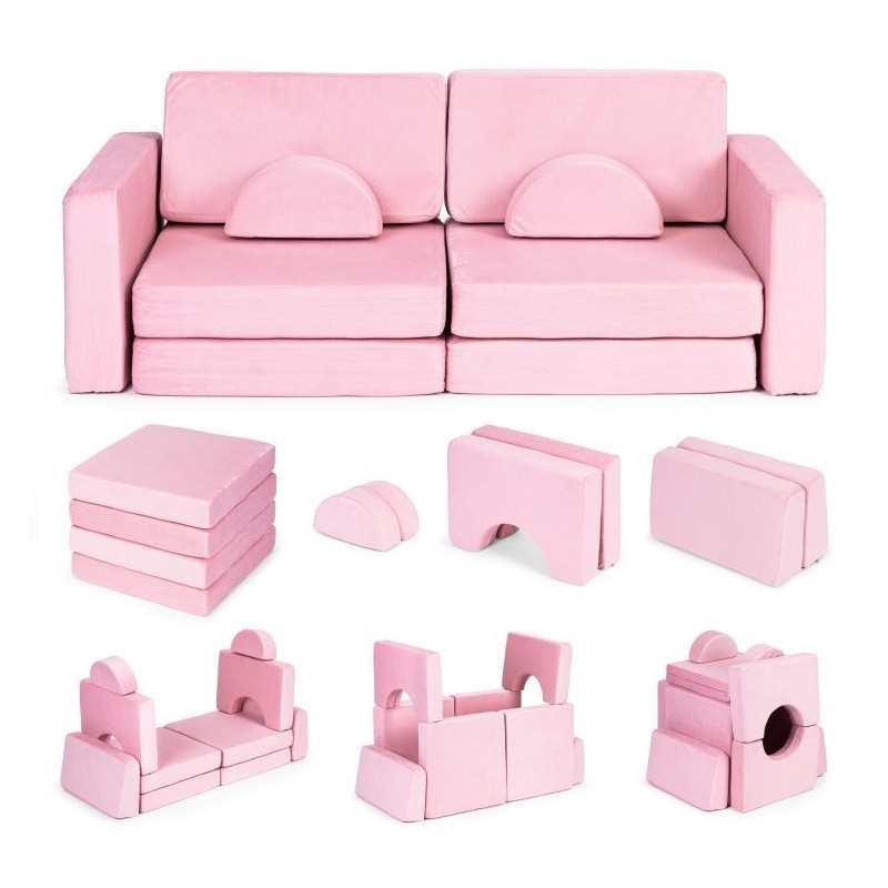 Kahekohaline mooduldiivan lastele, 10 osaline, roosa