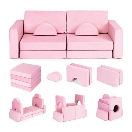 Kahekohaline mooduldiivan lastele, 10 osaline, roosa