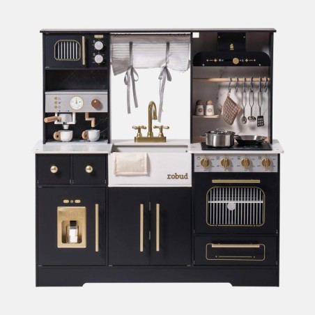 Puidust laste mänguköök moderne must