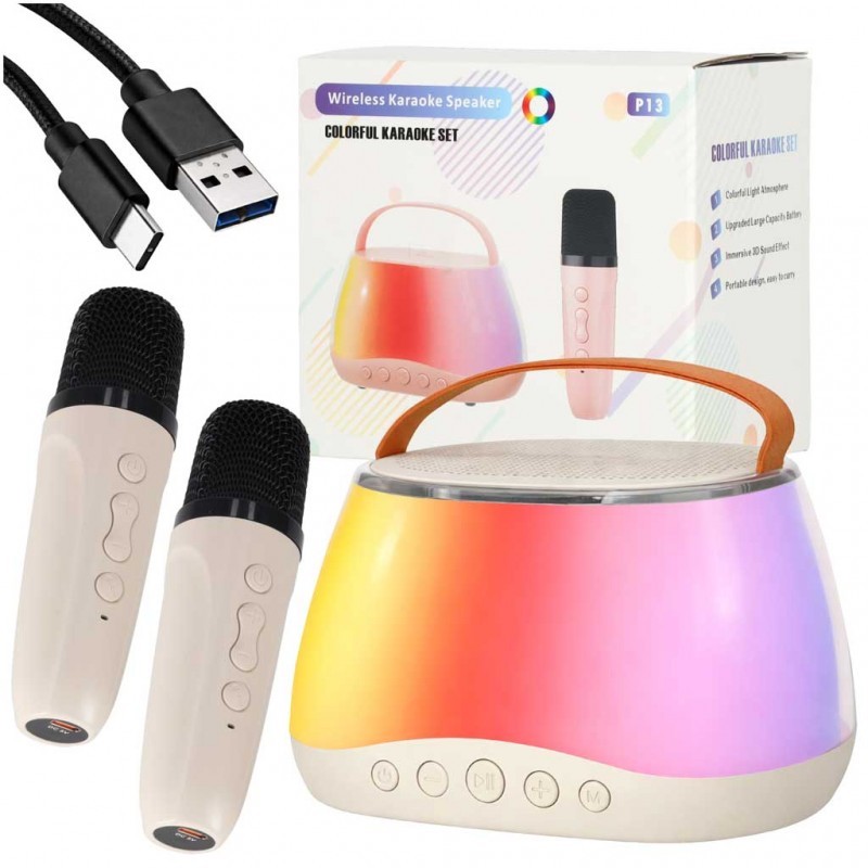 Bluetooth kõlar RGB karaoke komplekt 2 USB mikrofoniga