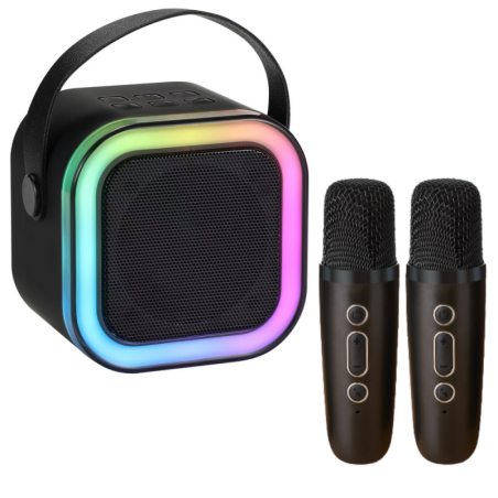 Karaoke komplekt - 2 mikrofoni ja kaasaskantav kõlar, must