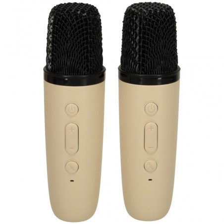 Karaoke komplekt - 2 mikrofoni ja kaasaskantav kõlar, beež