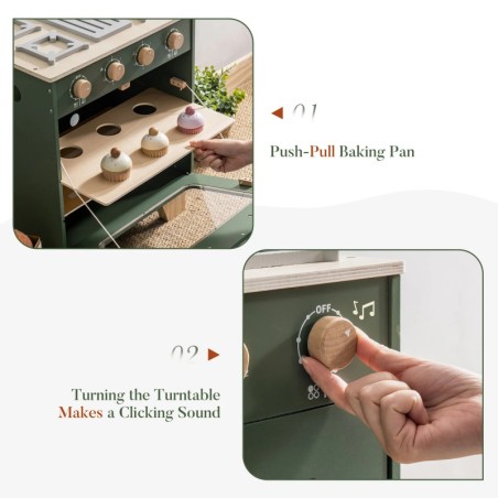 Puidus laste mängu ahi vintage green