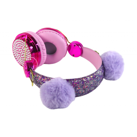 Juhtmega roosade toonidega kõrvaklapid, reguleeritavad, mikrofon