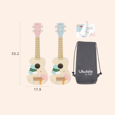 Puidust Ukulele kitarr lastele, roosa