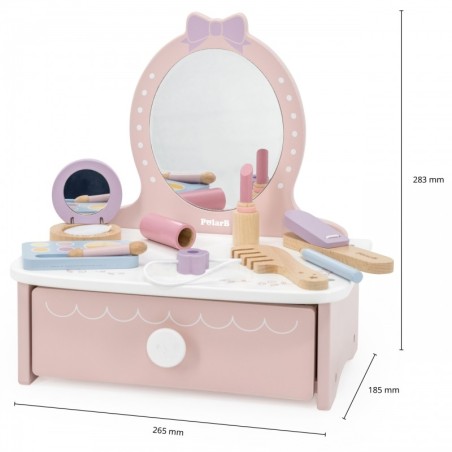 Puidust tualettlaud aksessuaaridega, väike printsessi nurk