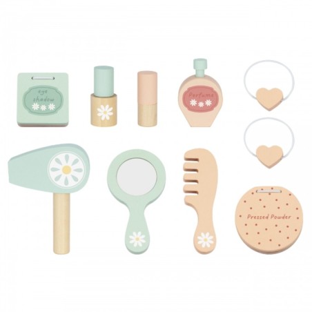 Puidust liblikapeegel, LED-valgustusega, meigilaua aksessuaarid + kosmeetika