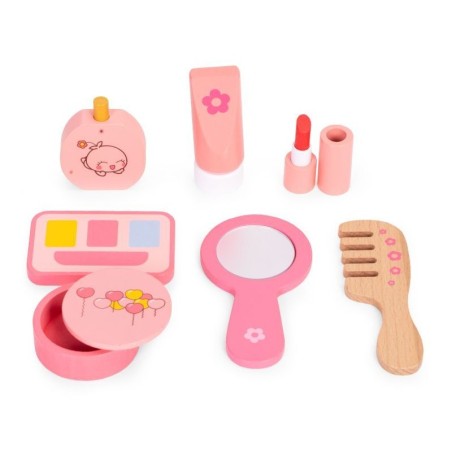 Puidust laste tualettlaud peegli ja sahtliga 7 aksessuaari