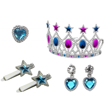 Väikese printsessi kroon kõrvarõngaste kaelakee sõrmus klambrite komplekt