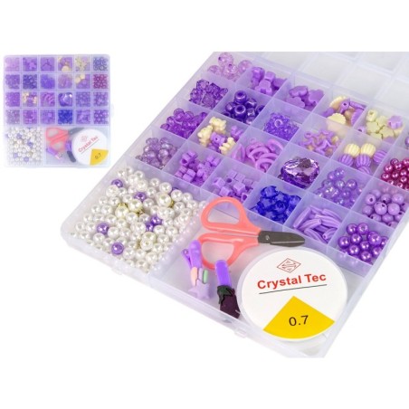 Ehete valmistamise helmeste komplekt, lillad klambrid