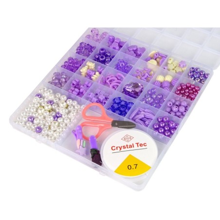 Ehete valmistamise helmeste komplekt, lillad klambrid