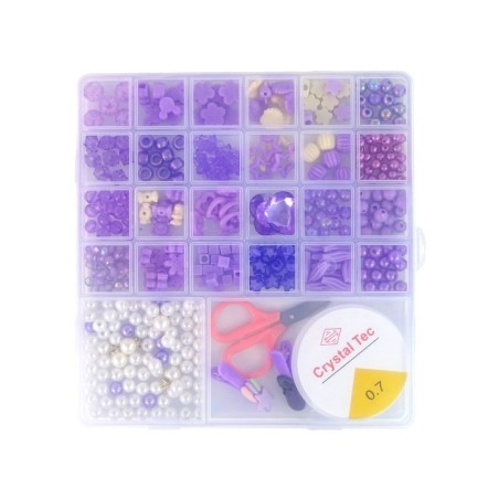 Ehete valmistamise helmeste komplekt, lillad klambrid