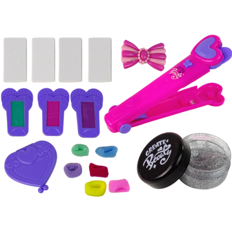 Juuksekujunduskomplekt värviliste kriitidega juuste sirgendaja + juukseaksessuaarid