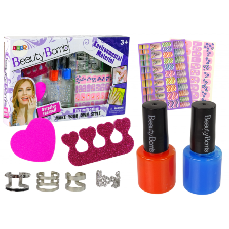 Küünte värvimise komplekt Küünelakid Glitter Kleebised Sõrmused