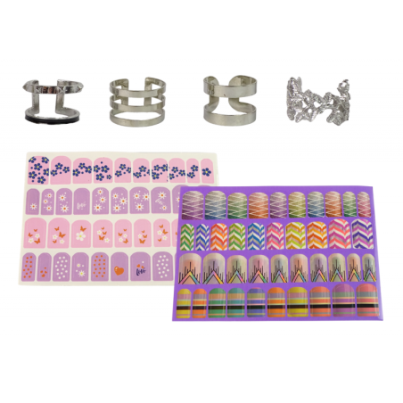 Küünte värvimise komplekt Küünelakid Glitter Kleebised Sõrmused