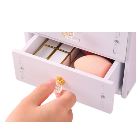 Mini tualettlaud meigipeegel, sahtel, kõrvad puidust valge