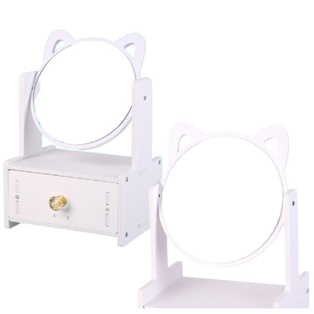 Mini tualettlaud meigipeegel, sahtel, kõrvad puidust valge