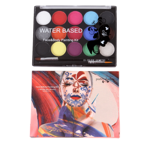 Näo- ja kehavärvid 15 värvi 2 pintslit