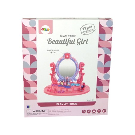 Peegli valguse heliga meigilaud