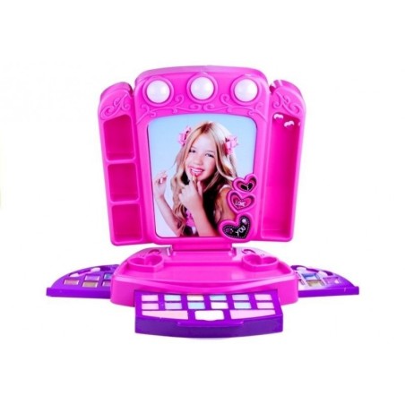 Tualettlaud aksessuaaride ja valgustitega Roosa