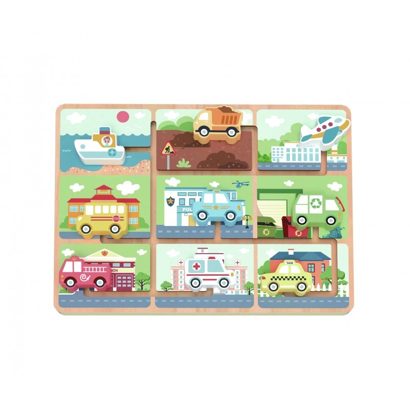 TOOKY TOY Puidust labürindisõidukite pusle