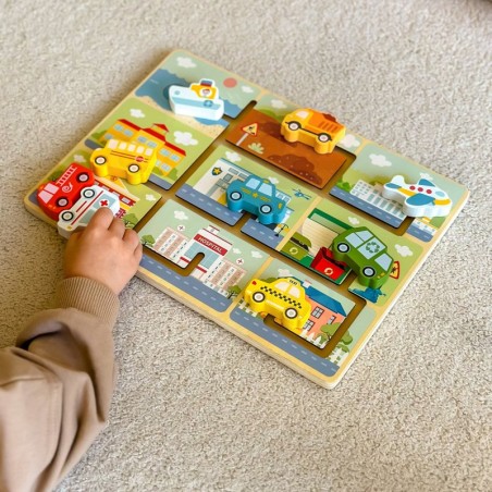 TOOKY TOY Puidust labürindisõidukite pusle