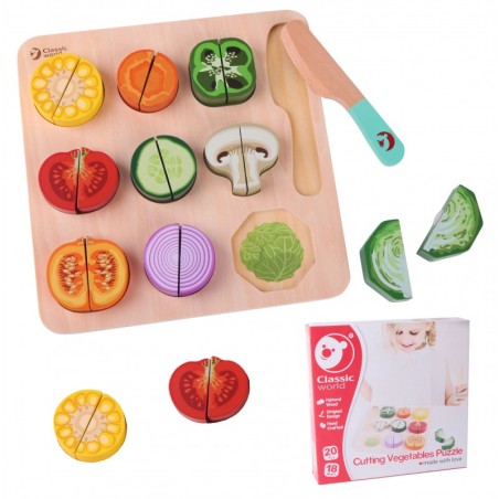 Puidust köögiviljade tükeldamise komplekt