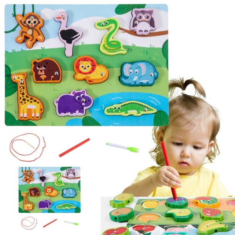 Puidust pusle magnetid, nöörid, loomad