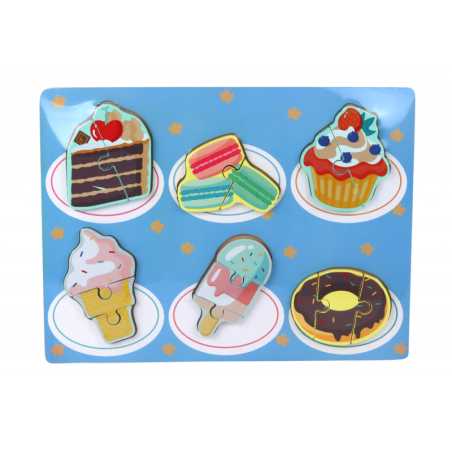 Puidust värviline pusle lastele segamustritega