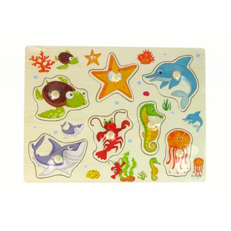 Puidust õpetlik pusle mereloomad 7El.