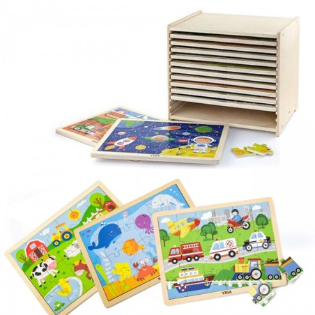 Puidust pusled riiulil 12 puslet (24 osalised)